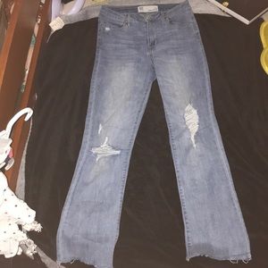 light ripped flare jeans
